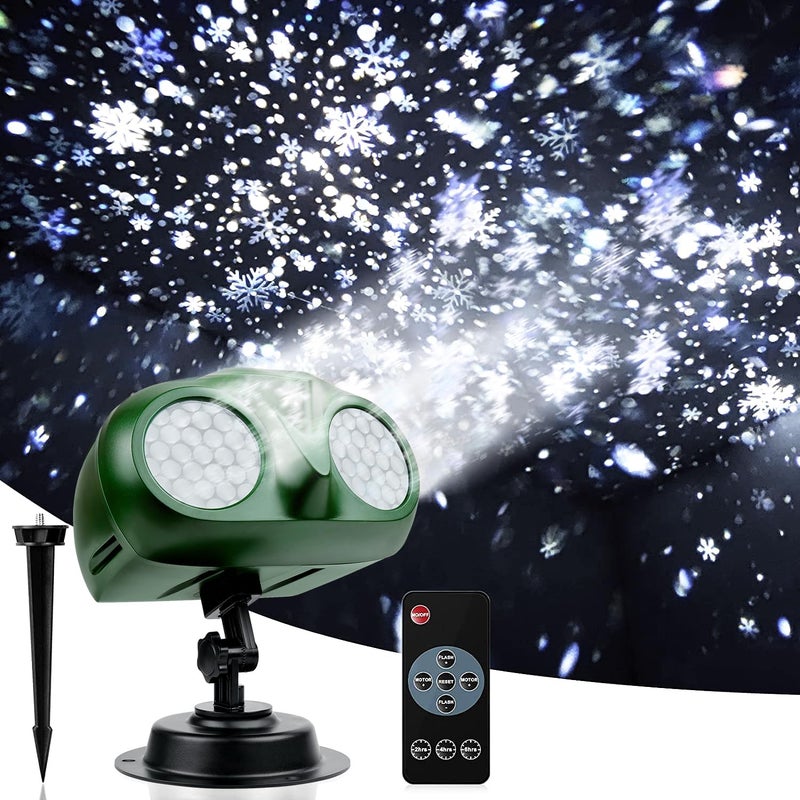 Alinkey Store Snow Projector Lights, Christmas Owl Shape Snow Light Projector Outdoor, Dynamic Snow Landscape Lamp Projection with Remote Control, for Xmas Holiday New Year Party Garden Patio Home Decorations - Image 1